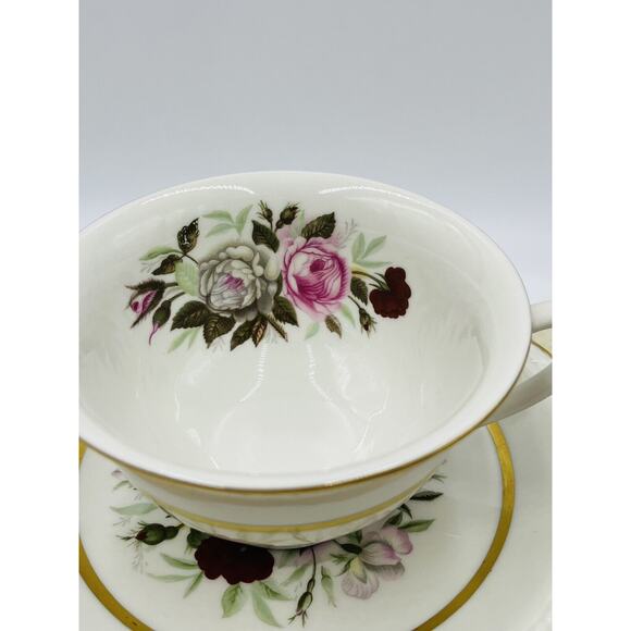 Royal Jackson Fine China Set Of 4 Teacup And Saucer Flower W/ Gold Trim - Picture 3 of 12